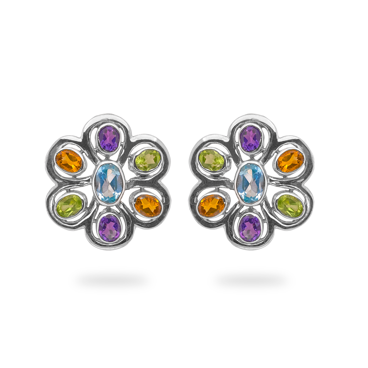 Boucles d'oreilles topaze, amethyste argent Daisy